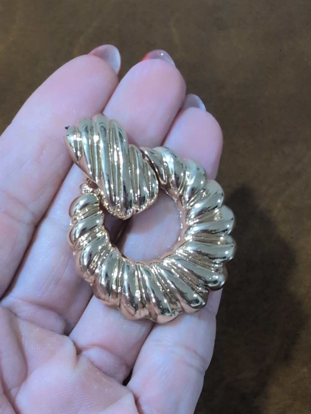 Gold Twisted Hoop Drop Earrings Women Jewelry - Picture 2 of 4